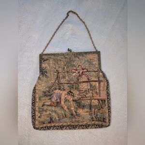 Vintage Gants Saint Roch Satin Lined Fabric Purse Regency Floral Kisslock Frame